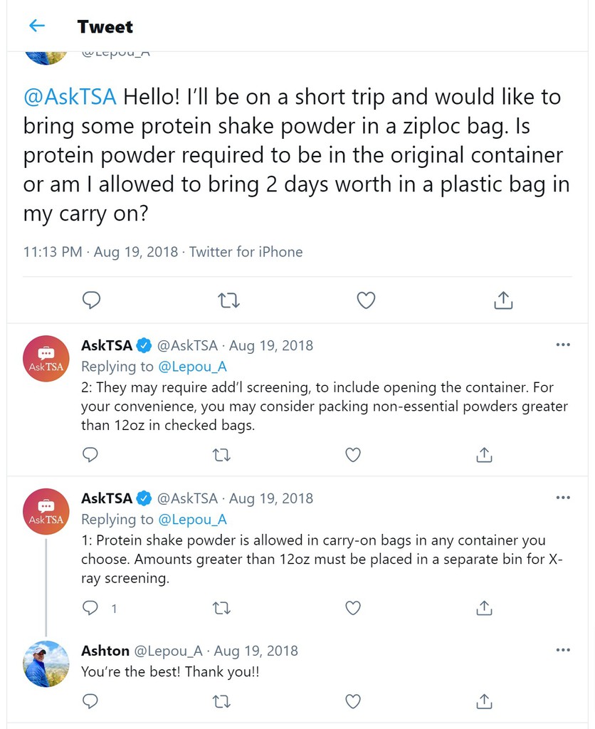 Will TSA let me take protein powder on the plane?